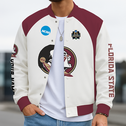 LIMITED DROP - NEW CUSTOMIZED|NCAA CWS30 FLS FL SEMINOLES BASEBALL JACKET, SATIN VARSITY JACKET