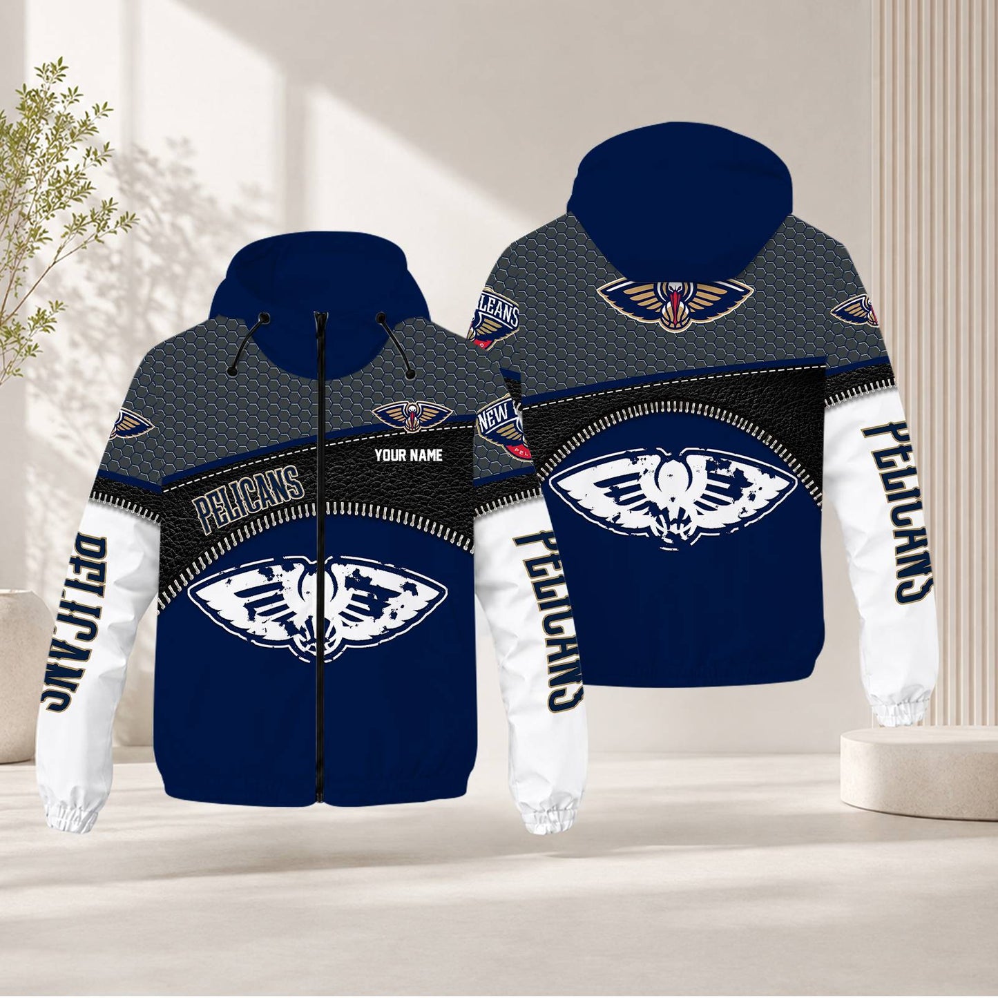FLASH SALE - NEW CUSTOMIZED NBA30 NOP NEW ORLEANS PELICANS WINDBREAKER JACKET