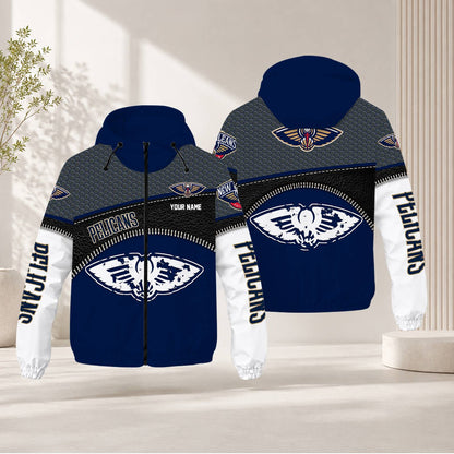 FLASH SALE - NEW CUSTOMIZED NBA30 NOP NEW ORLEANS PELICANS WINDBREAKER JACKET