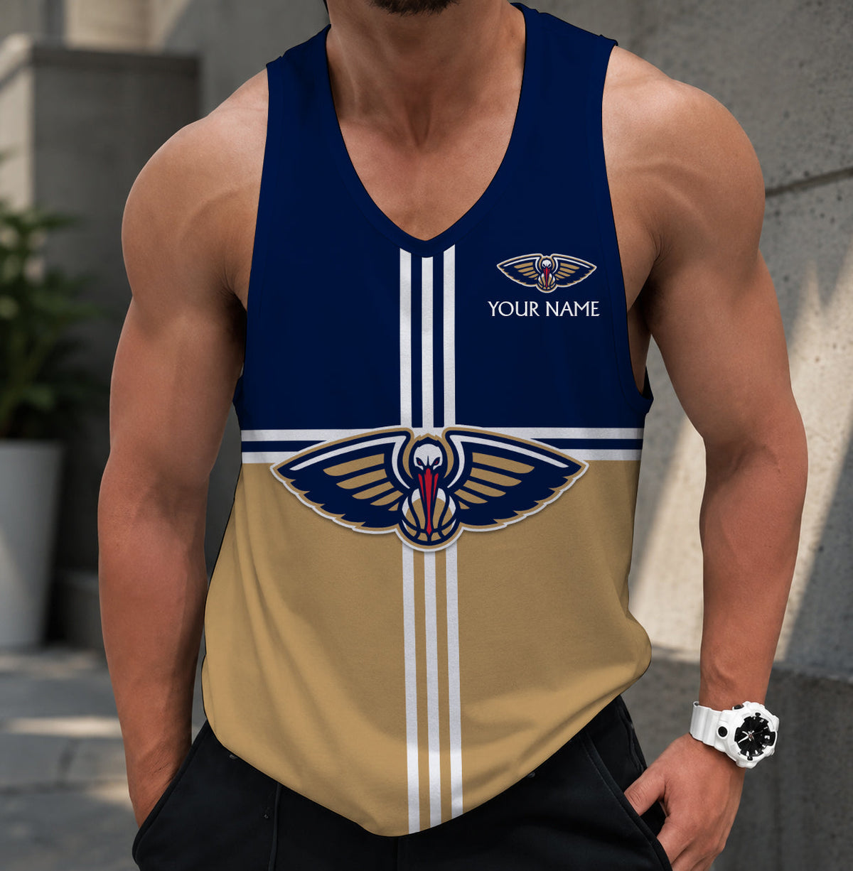 FINAL SALE - NEW CUSTOMIZED NBA30 NOP NEW ORLEANS PELICANS MEN'S TANK TOP
