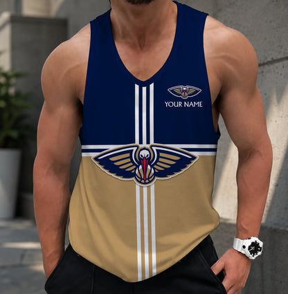 FINAL SALE - NEW CUSTOMIZED NBA30 NOP NEW ORLEANS PELICANS MEN'S TANK TOP