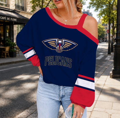 FINAL SALE - NEW CUSTOMIZED NBA30 NOP NEW ORLEANS PELICANS DROP SHOULDER SWEATSHIRT