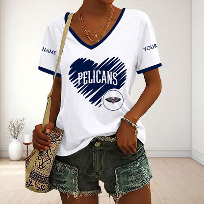 SPECIAL EDITION - NEW CUSTOMIZED NBA30 NOP NEW ORLEANS PELICANS V-NECK FEMALE SHIRT