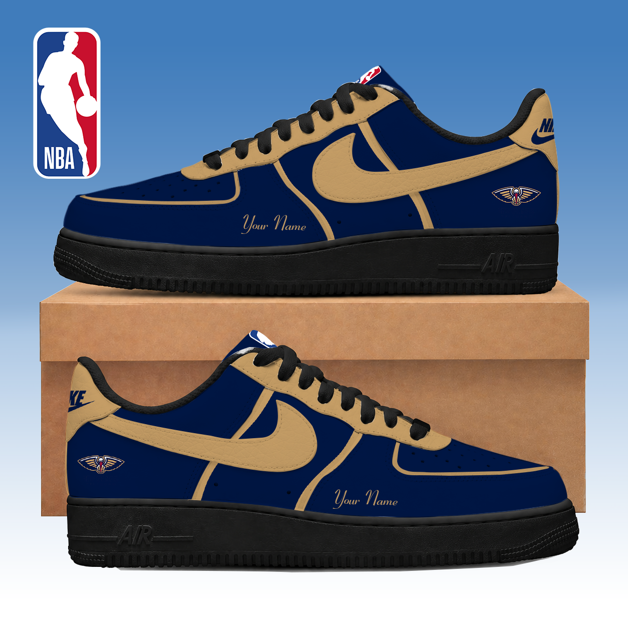 FINAL SALE - NEW CUSTOMIZED NBA30 NOP NEW ORLEANS PELICANS AF1 SNEAKERS