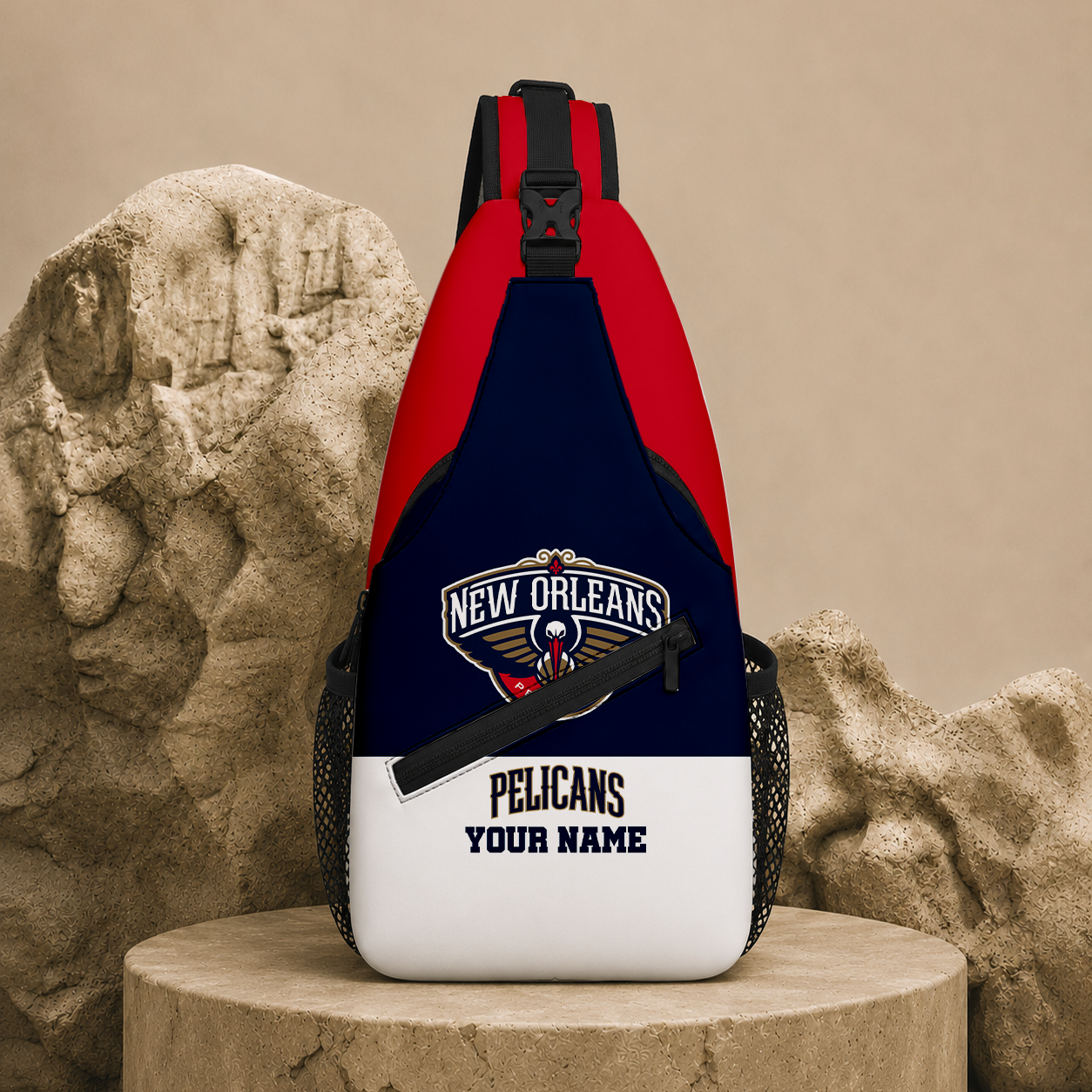 FINAL SALE - NEW CUSTOMIZED NBA30 NOP NEW ORLEANS PELICANS SLING BAG