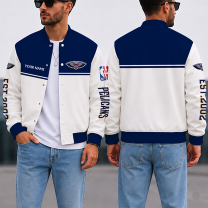 EXCLUSIVE EDITION - NEW CUSTOMIZED NBA30 NOP NEW ORLEANS PELICANS BASEBALL JACKET, SATIN VARSITY JACKET