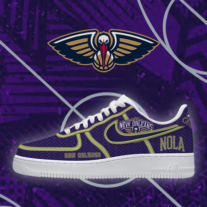FINAL SALE - NEW CUSTOMIZED NBA30 NOP NEW ORLEANS PELICANS AF1 SHOES
