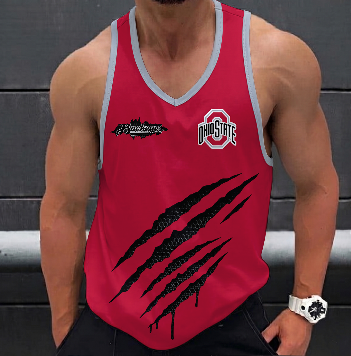 EXCLUSIVE EDTION - NEW CUSTOMIZED NCAA MAM30 OSB OHIO STATE BUCKEYES STRAPPY UNISEX TANK TOP