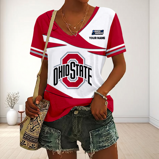 VIRAL EDITON - NEW CUSTOMIZED MAM NCAA30 OSB OS BUCKEYES V-NECK FEMALE SHIRT