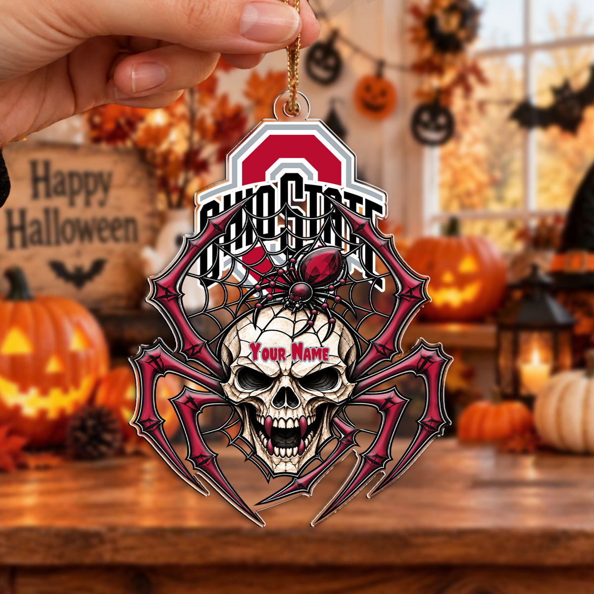 FINAL SALE - NEW CUSTOMIZED NCAA MAM30 OSB OHIO STATE BUCKEYES HALLOWEEN ACRYLIC ORNAMENT