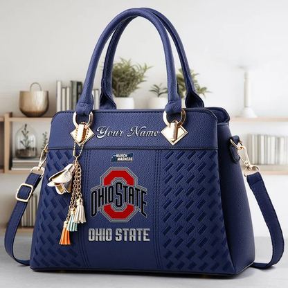 VIRAL EDITON - NEW CUSTOMIZED NCAA MAM30 OSB OS BUCKEYES ZIP HANDBAG MULTICOLOR