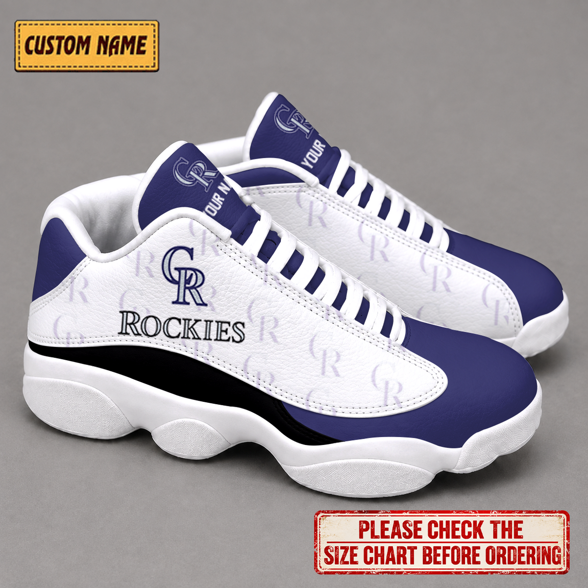 LIMITED EDITION - NEW CUSTOMIZED NFL30 COR COLORADO ROCKIES AIR JORDAN 13 LOW TOP SNEAKER