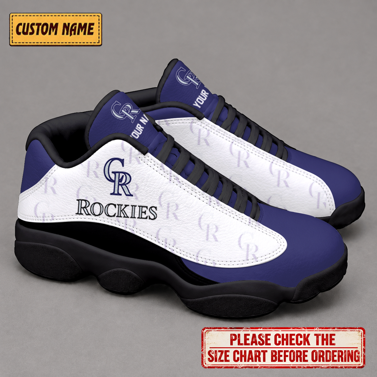 LIMITED EDITION - NEW CUSTOMIZED NFL30 COR COLORADO ROCKIES AIR JORDAN 13 LOW TOP SNEAKER