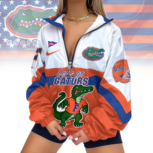 LIMITED EDITION - NEW CUSTOMIZED FBS NCAA30 FLG FL GATORS V-NECK ZIPPER SWEATSHIRT JACKET