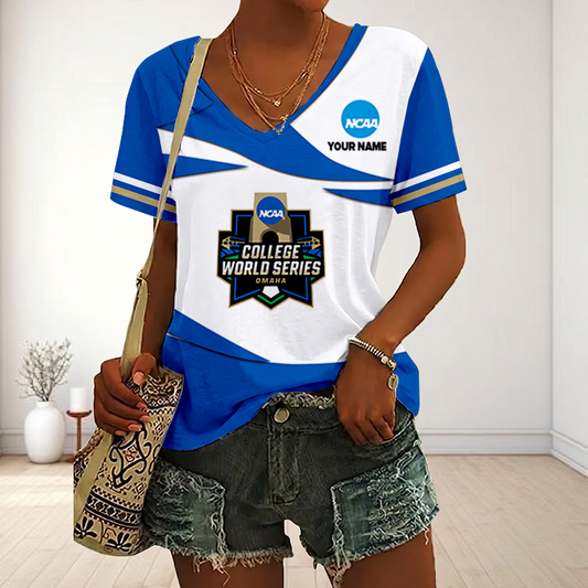 VIRAL EDITON - NEW CUSTOMIZED NCAA31 COLLEGE WORLD SERIES V-NECK FEMALE SHIRT