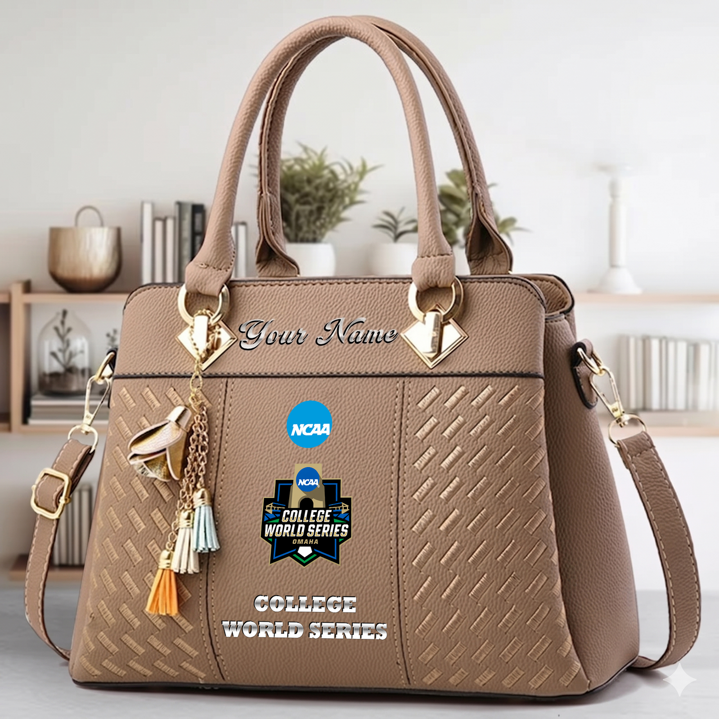 VIRAL EDITON - NEW CUSTOMIZED NCAA CWS31 COLLEGE WORLD SERIES ZIP HANDBAG MULTICOLOR