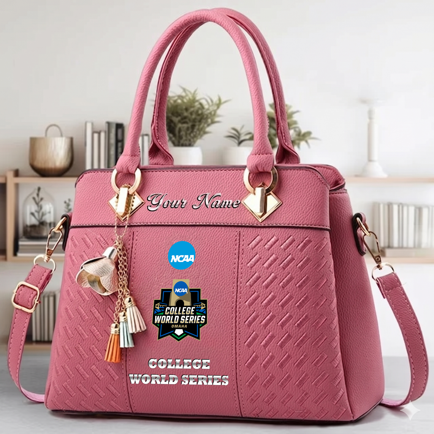 VIRAL EDITON - NEW CUSTOMIZED NCAA CWS31 COLLEGE WORLD SERIES ZIP HANDBAG MULTICOLOR