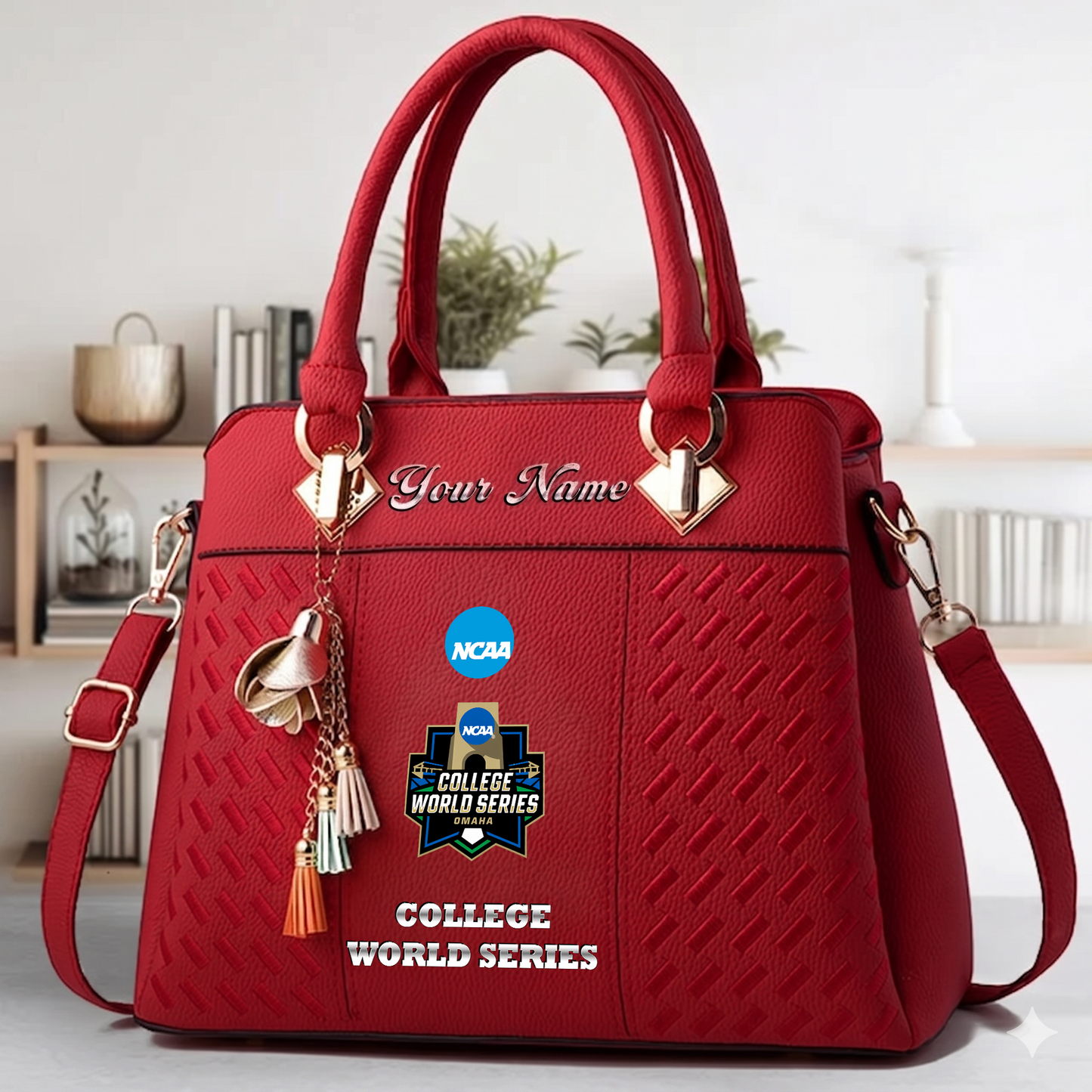 VIRAL EDITON - NEW CUSTOMIZED NCAA CWS31 COLLEGE WORLD SERIES ZIP HANDBAG MULTICOLOR