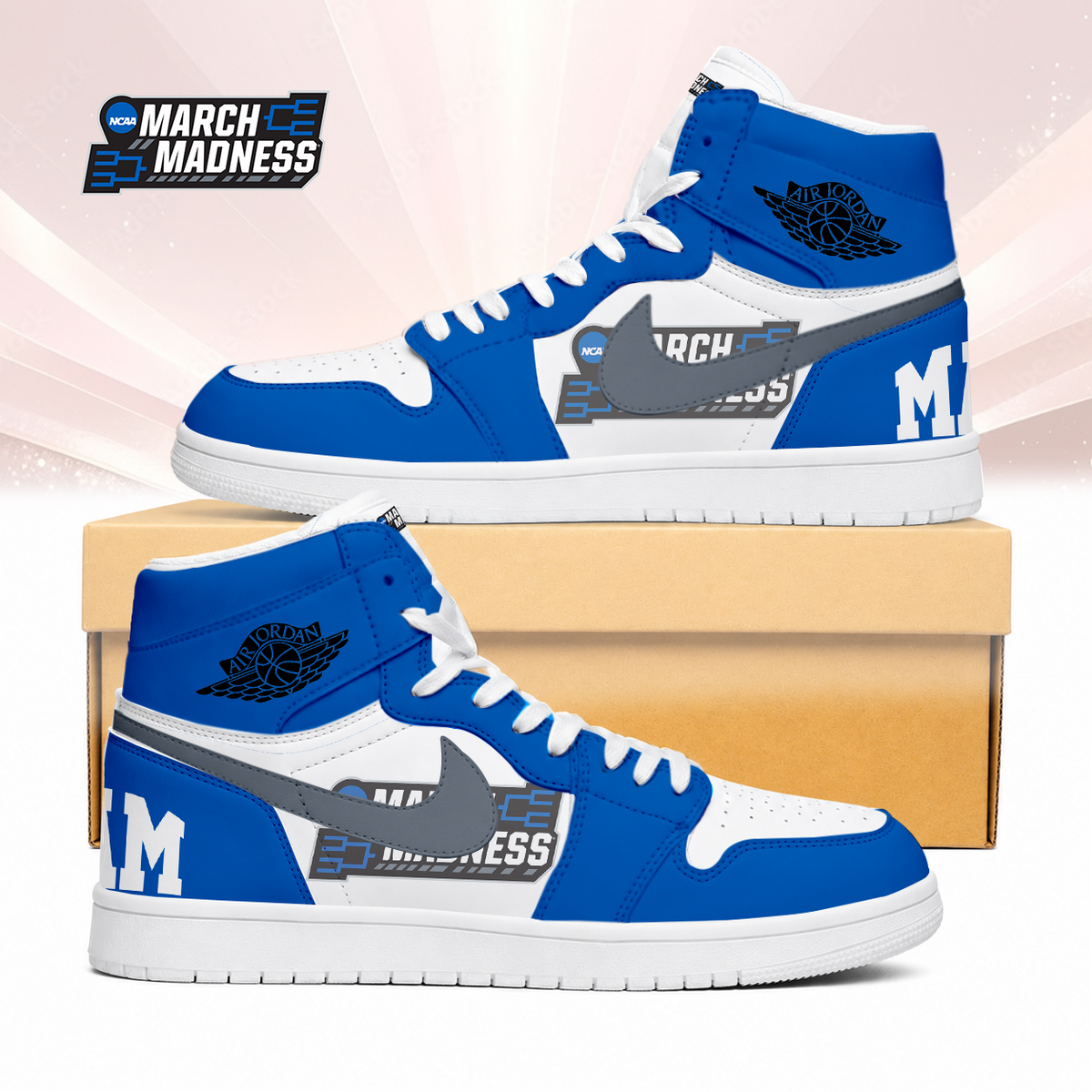 LIMITED EDITION - NEW CUSTOMIZED NCAA MAM31 MAM MARCH MADNESS AIR JORDAN SNEAKERS