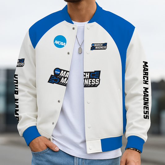LIMITED DROP - NEW CUSTOMIZED | NCAA MAM31 MARCH MADNESS BASEBALL JACKET, SATIN VARSITY JACKET