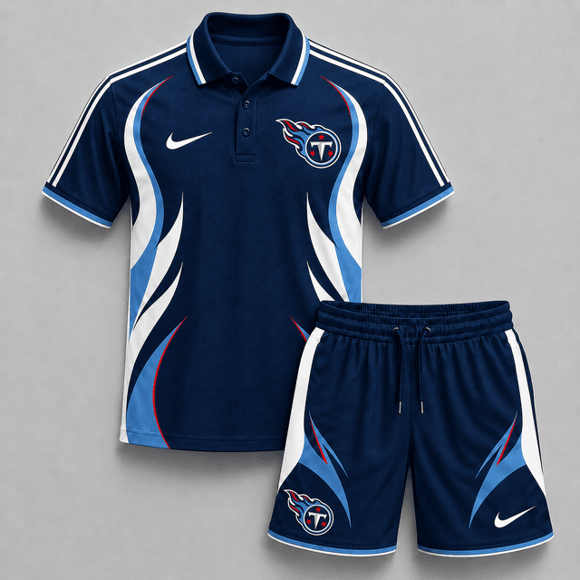 EXCLUSIVE EDITION - NEW CUSTOMIZED | NFL31 TST TENNESSEE TITANS POLO SHIRT & SHORT PANTS SET