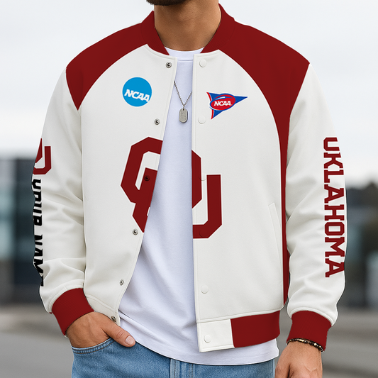 LIMITED DROP - NEW CUSTOMIZED | NCAA FBS31 OUS OU SOONERS BASEBALL JACKET, SATIN VARSITY JACKET