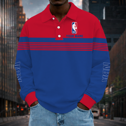 VIRAL EDITION - NEW CUSTOMIZED NBA31 NATIONAL BASKETBALL ASSOCIATION MEN LONG SLEEVE POLO