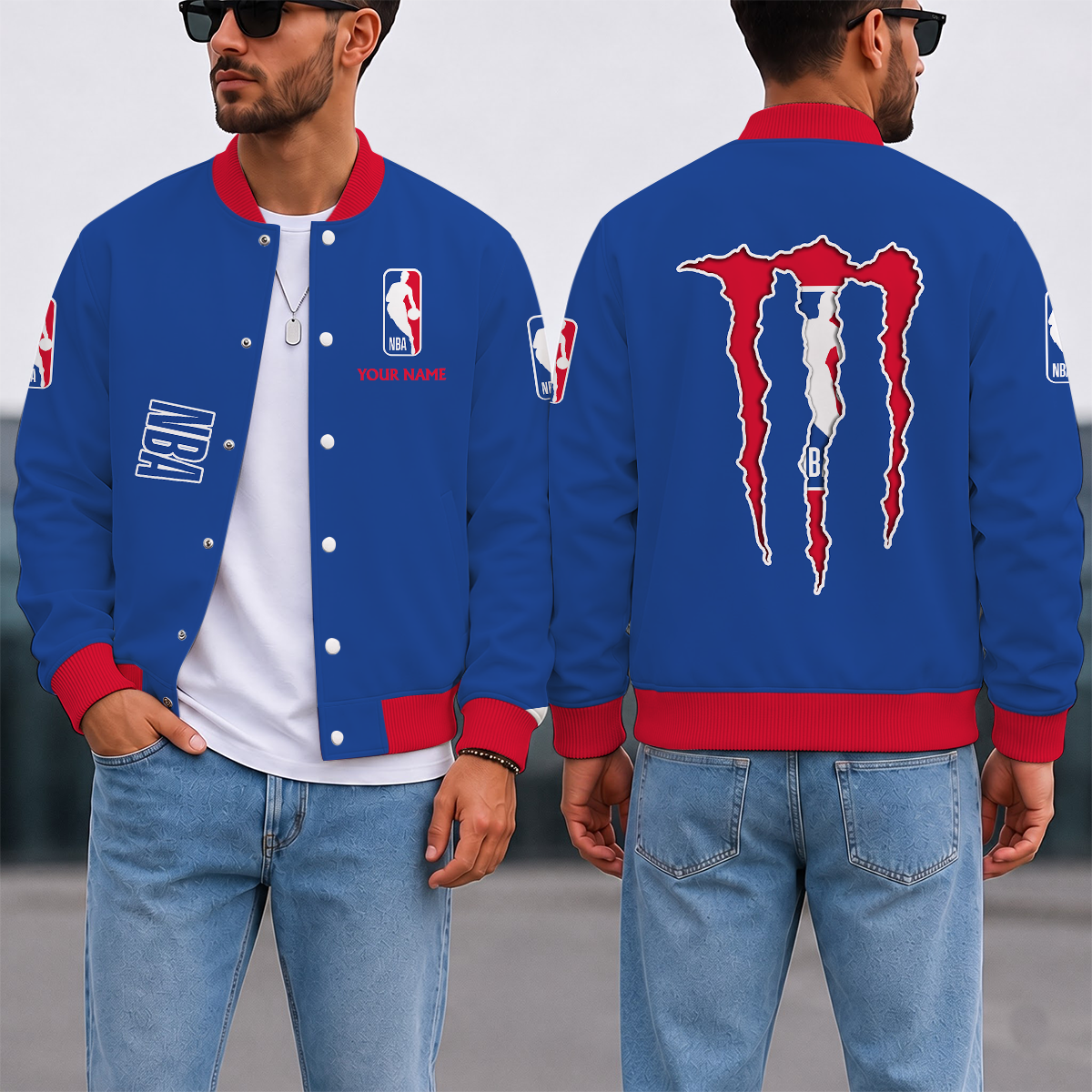 LIMITED EDITION - NEW CUSTOMIZED NBA31 NATIONAL BASKETBALL ASSOCIATION BASEBALL JACKET, SATIN VARSITY JACKET
