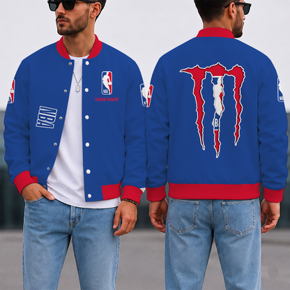 LIMITED EDITION - NEW CUSTOMIZED NBA31 NATIONAL BASKETBALL ASSOCIATION BASEBALL JACKET, SATIN VARSITY JACKET