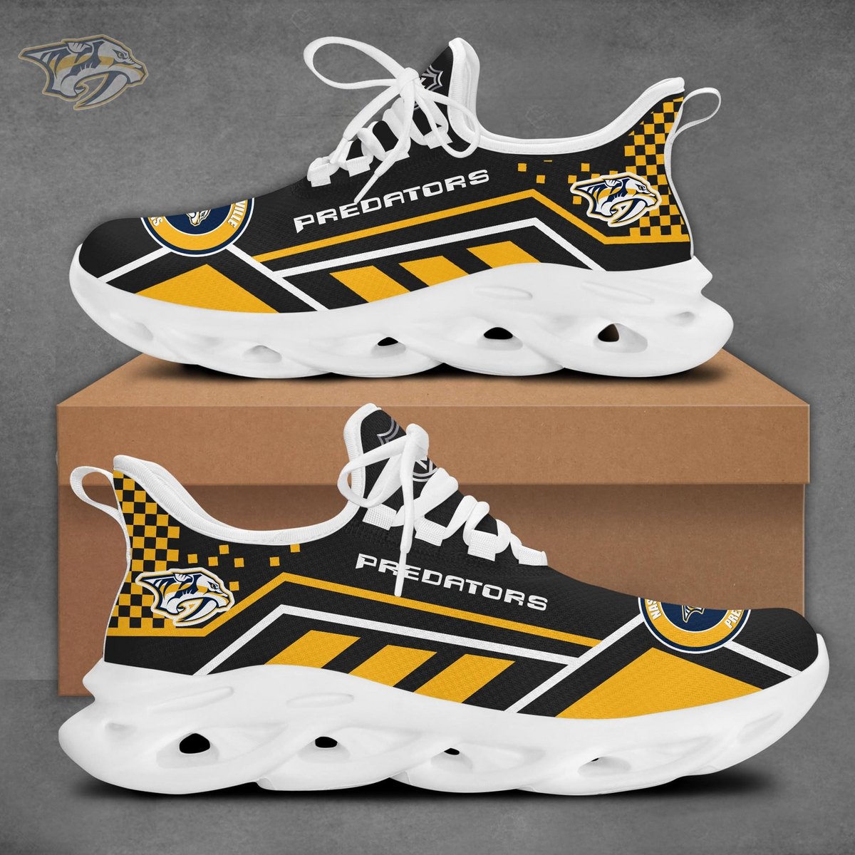 LIMITED EDITION - NEW CUSTOMIZED NHL31 NVP NASHVILLE PREDATORS CLUNKY SNEAKERS