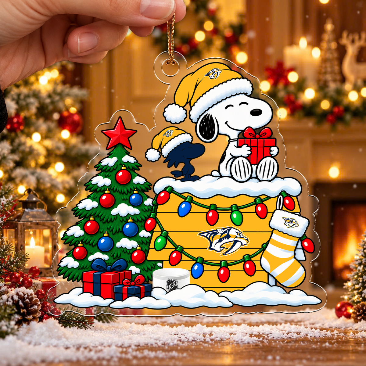 FLASH SALE - NEW CUSTOMIZED NHL31 NVP NASHVILLE PREDATORS CHRISTMAS ACRYLIC ORNAMENT