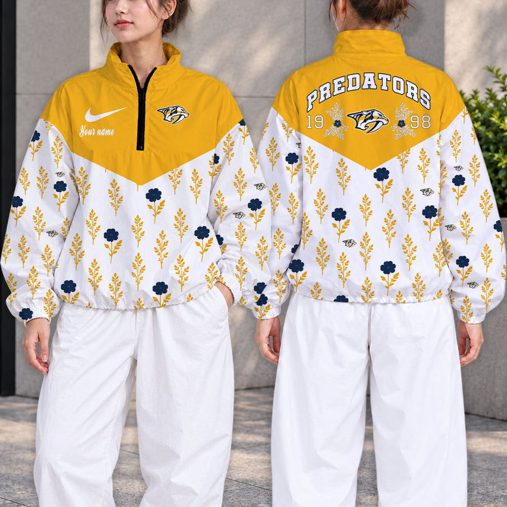 SPECIAL EDITION - NEW CUSTOMIZED NHL31 NVP NASHVILLE PREDATORS V-NECK ZIPPER SWEATSHIRT JACKET