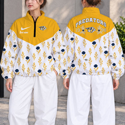 SPECIAL EDITION - NEW CUSTOMIZED NHL31 NVP NASHVILLE PREDATORS V-NECK ZIPPER SWEATSHIRT JACKET