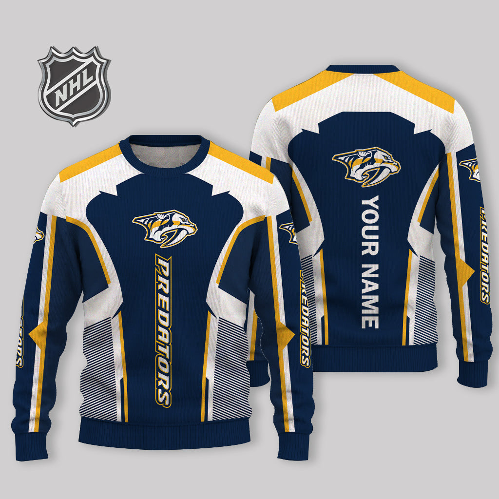 LIMITED EDITION - NEW CUSTOMIZED NHL31 NVP NASHVILLE PREDATORS UGLY SWEATER