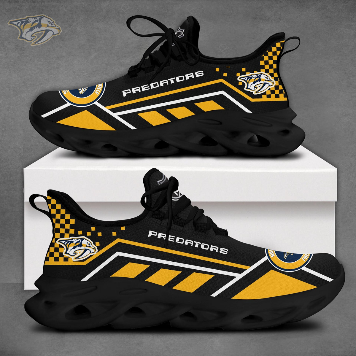 LIMITED EDITION - NEW CUSTOMIZED NHL31 NVP NASHVILLE PREDATORS CLUNKY SNEAKERS