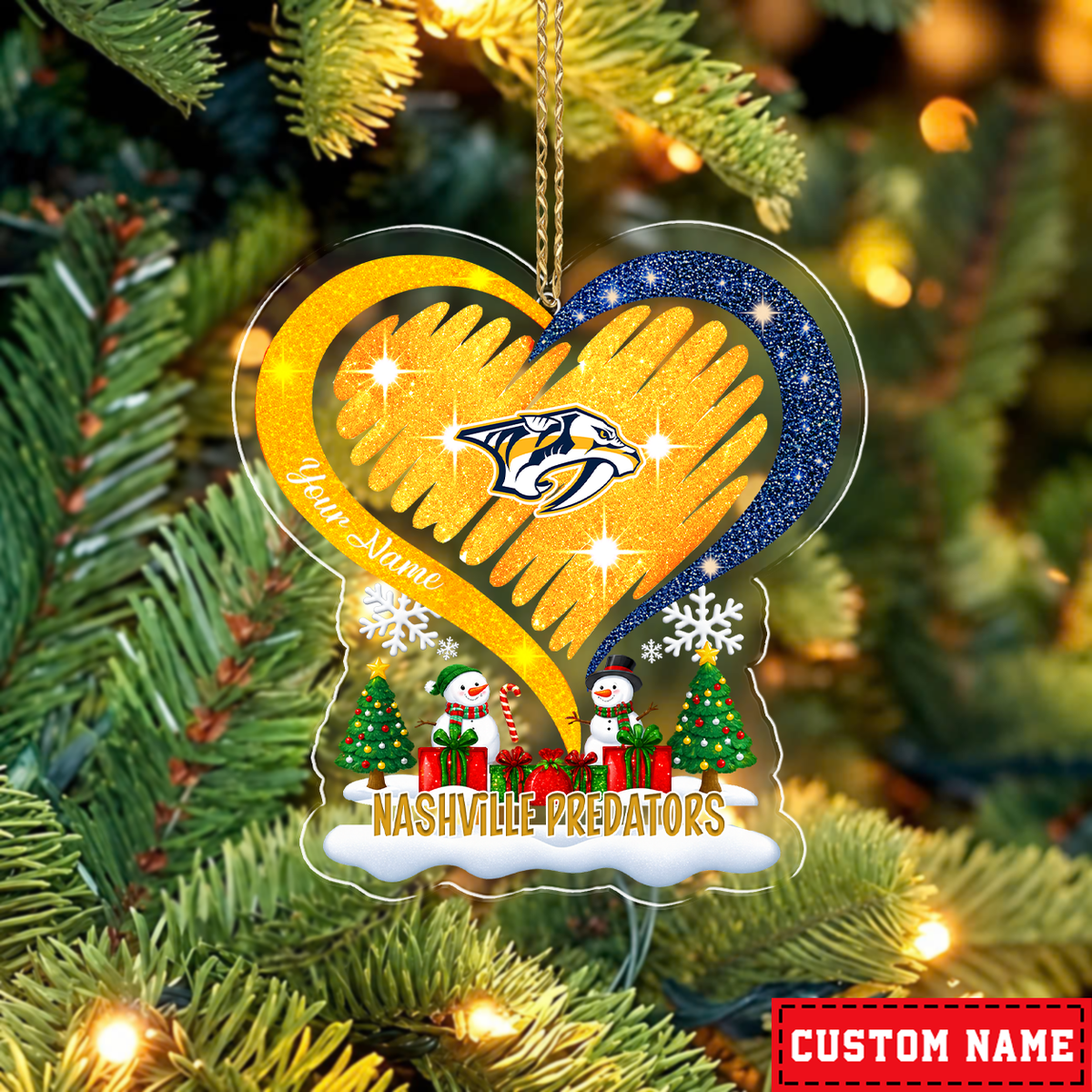 LIMITED EDITION - NEW CUSTOMIZED NHL31 NVP NASHVILLE PREDATORS CHRISTMAS ACRYLIC ORNAMENT