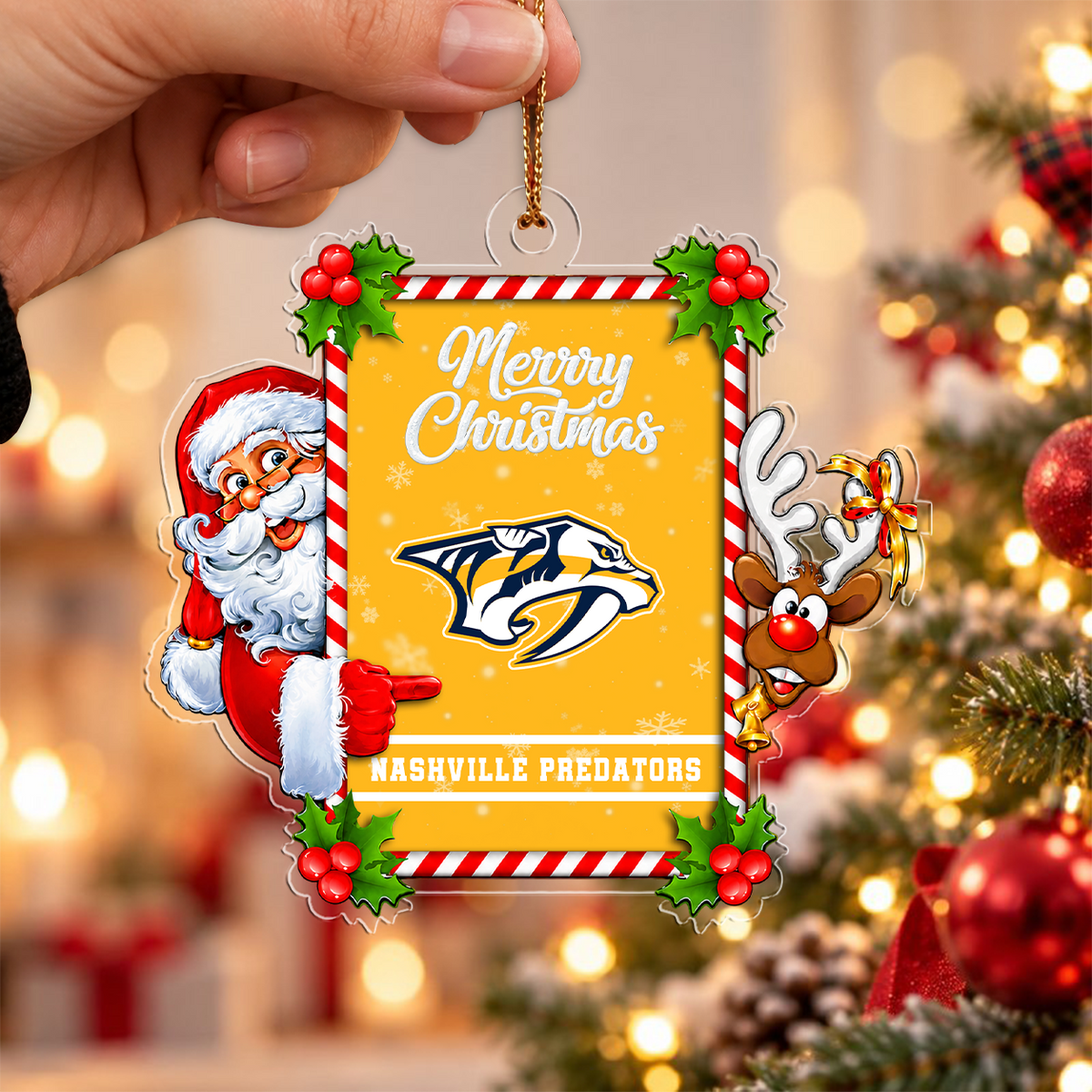 VIRAL EDITION - NEW CUSTOMIZED NHL31 NVP NASHVILLE PREDATORS CHRISTMAS ACRYLIC ORNAMENT