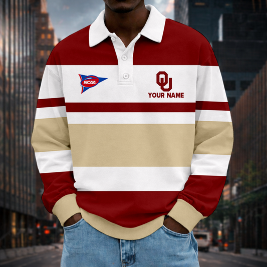 MEGA SALE - NEW CUSTOMIZED FBS NCAA31 OUS OU SOONERS UNISEX LONG SLEEVE POLO