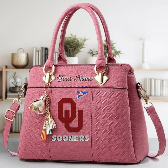 LIMITED EDITION - NEW CUSTOMIZED NCAA FBS31 OUS OU SOONERS ZIP HANDBAG MULTICOLOR