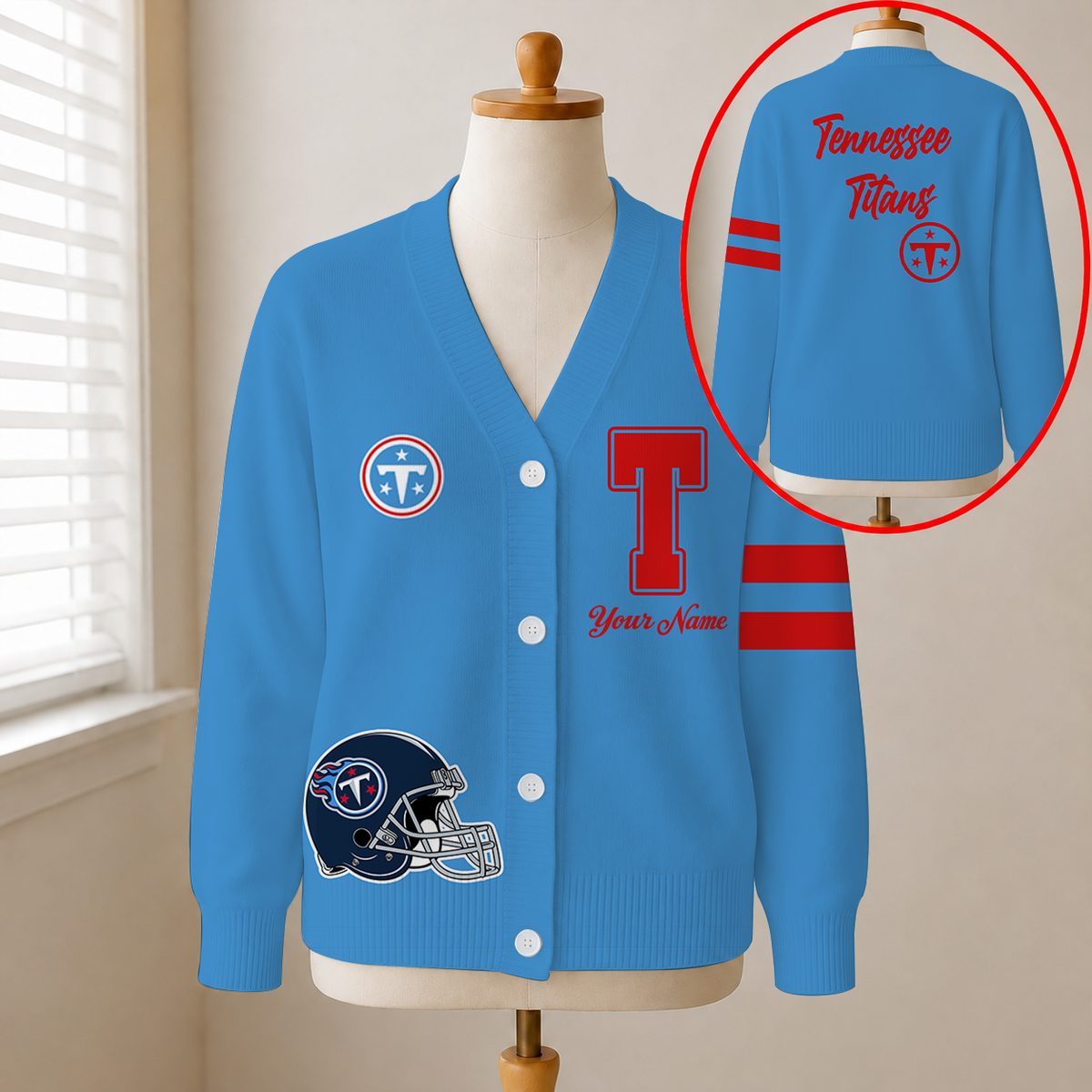EXCLUSIVE EDITION - NEW CUSTOMIZED NFL31 TST TENNESSEE TITANS CARDIGAN