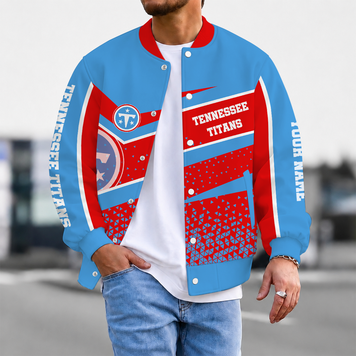 LIMITED EDITION - NEW CUSTOMIZED NFL31 TST TENNESSEE TITANS SATIN VARSITY & BASEBALL JACKET