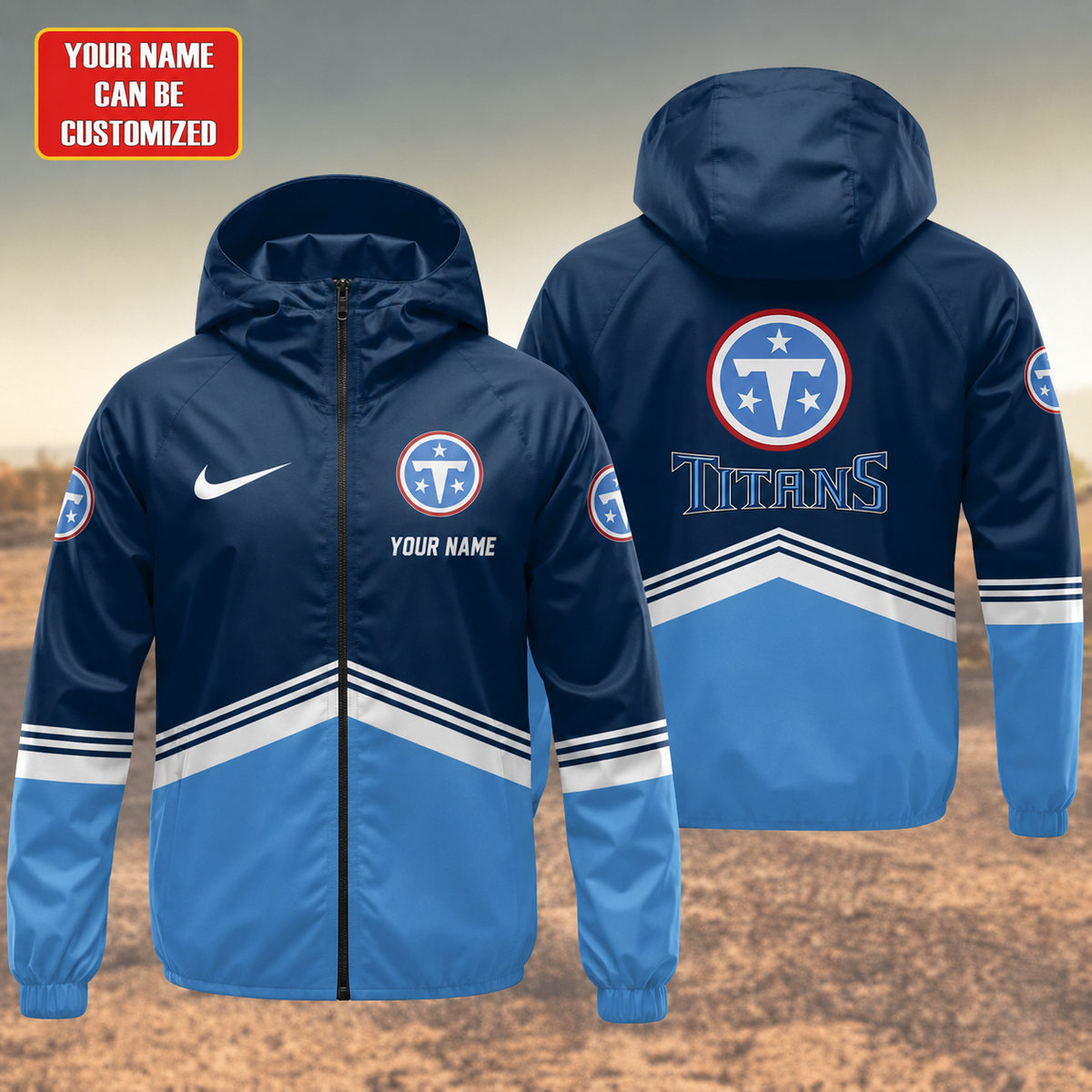 LIMITED EDITION - NEW CUSTOMIZED NFL31 TST TENNESSEE TITANS UNISEX WINDBREAKER JACKET