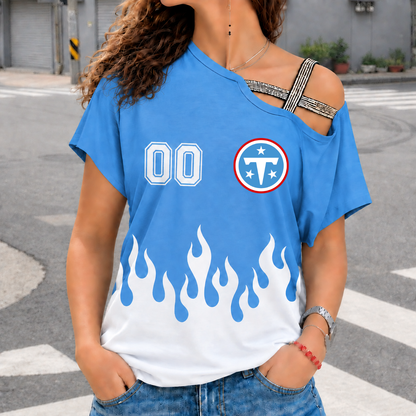LIMITED EDITION - NEW CUSTOMIZED NFL31 TST TENNESSEE TITANS WOMEN'S SHOULDER SHIRT