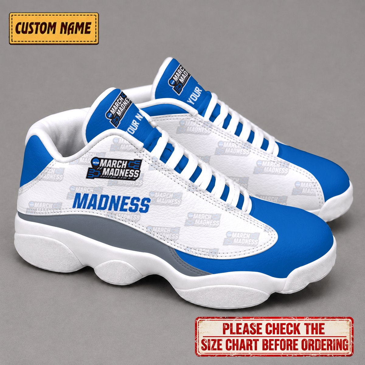 EXCLUSIVE EDITION - NEW CUSTOMIZED NCAA MAM31 MAM MARCH MADNESS AIR JORDAN 13 LOW TOP SNEAKER