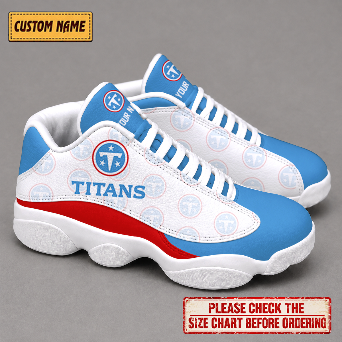 LIMITED EDITION - NEW CUSTOMIZED NFL31 TST TENNESSEE TITANS AIR JORDAN 13 LOW TOP SNEAKER