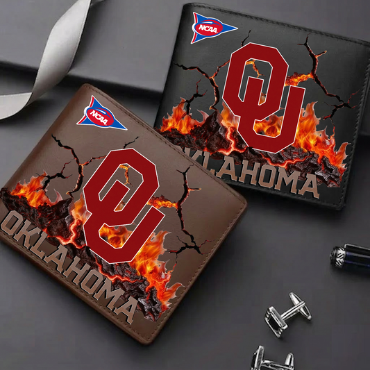 LIMITED EDITION - NEW CUSTOMIZED FBS NCAA31 OUS OU SOONERS LEATHER WALLET