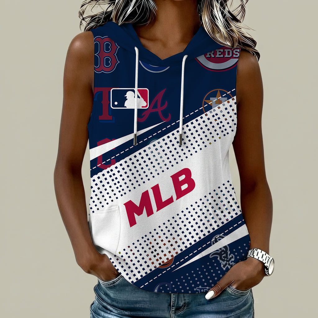 [FLASH SALE] NEW CUSTOMIZED MLB32 MLB ALL TEAMS WOMEN'S SLEEVELESS HOODED POCKET TANK TOP