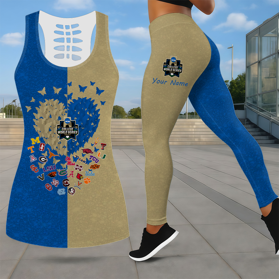 LIMITED EDITION - NEW CUSTOMIZED NCAA CWS32 BBC CWS ALL TEAMS LEGGINGS & HOLLOW TANK TOP SET