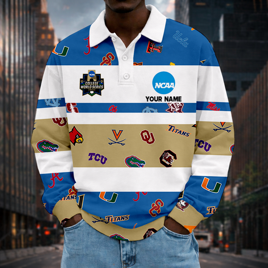 MEGA SALE - NEW CUSTOMIZED NCAA32 CWS ALL TEAMS UNISEX LONG SLEEVE POLO