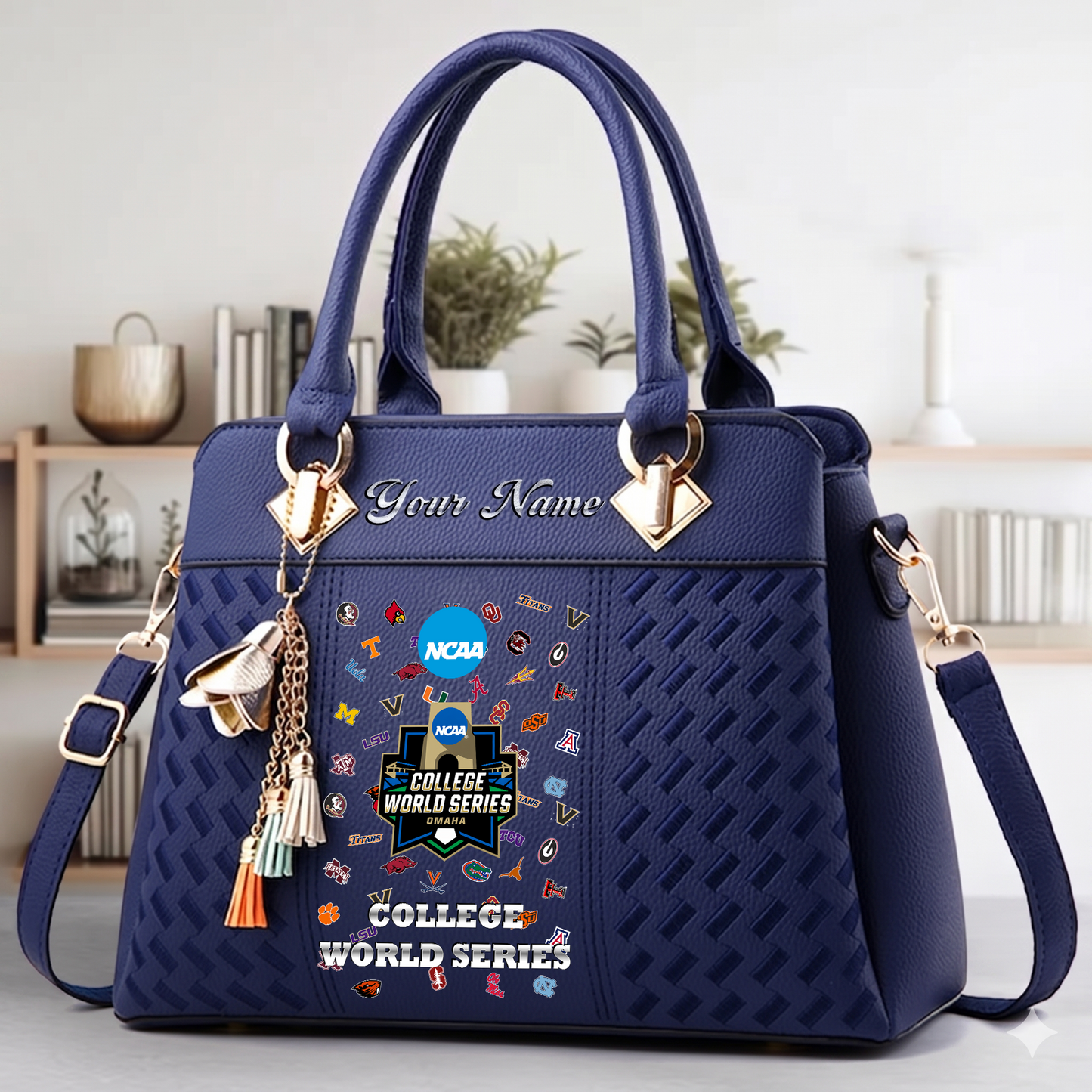 VIRAL EDITON - NEW CUSTOMIZED NCAA CWS32 CWS ALL TEAMS ZIP HANDBAG MULTICOLOR